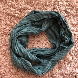 Blue and gray stripe infinity scarf